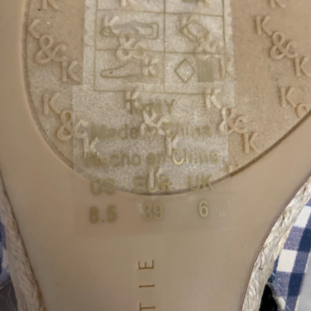 KELLY & KATIE Tamy Gingham Peep Tie espadrille wedge sandal Size 8.5 VVG… - Picture 5 of 10